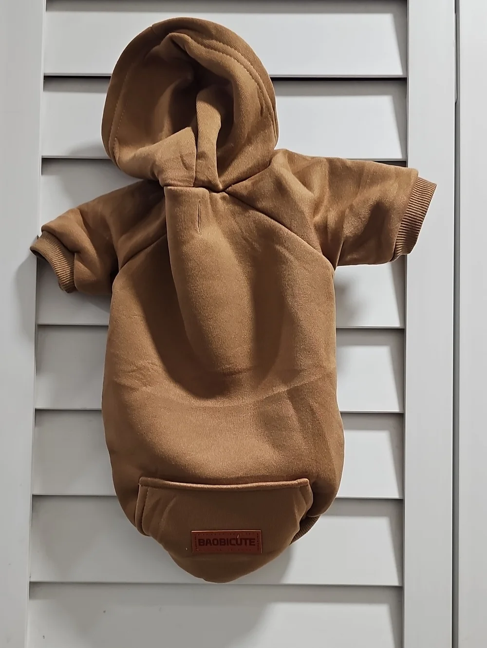 Baobicute Solid Brown Hooded Pet Onesie